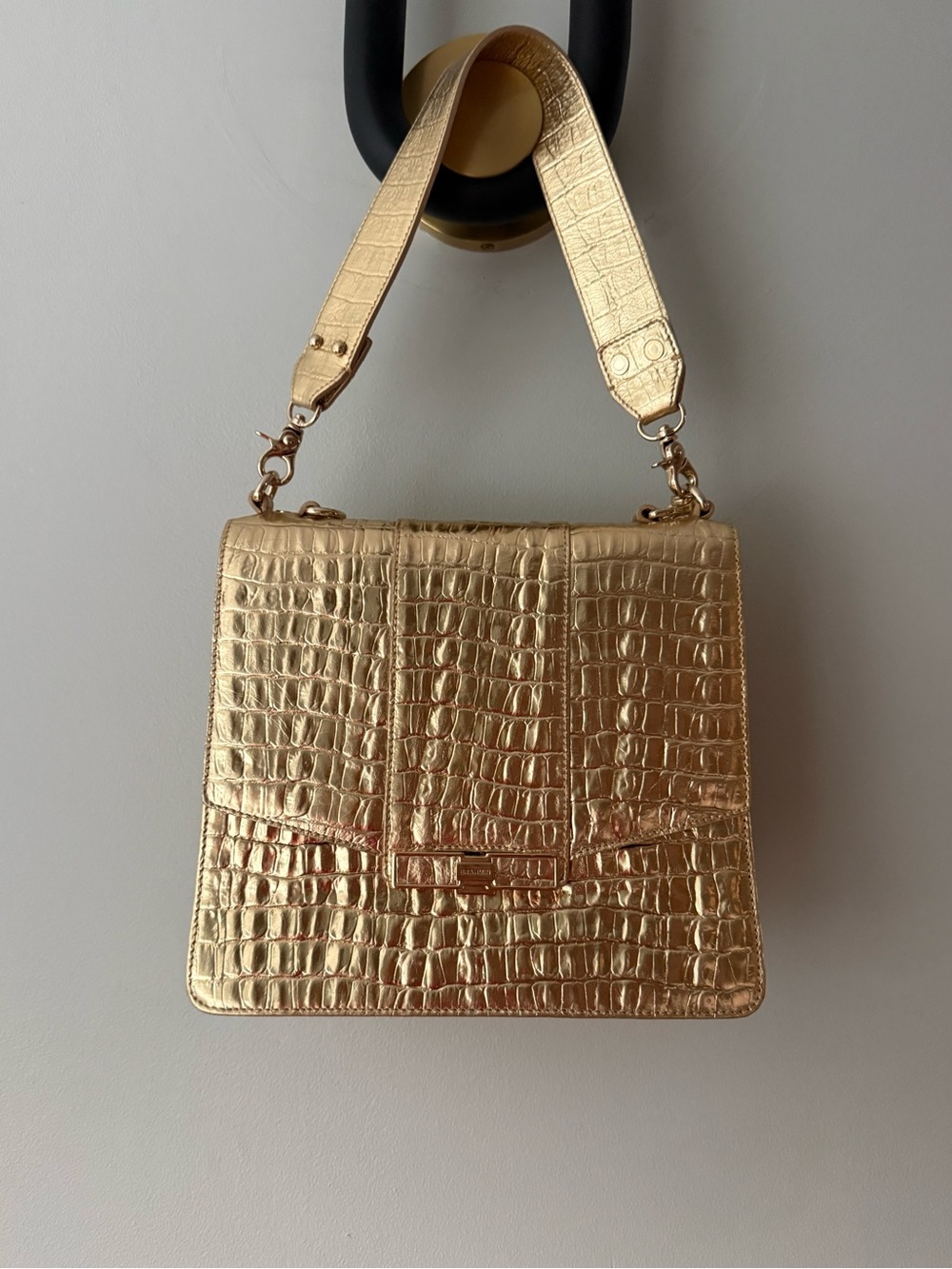 Brahmin Gold Croc-Embossed Top-Handle Satchel
